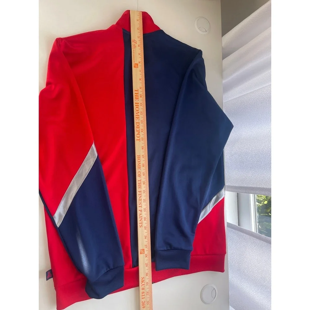 Adidas Track Jacket Red Navy Blue Athletic Full‎ Zip Men's Size L